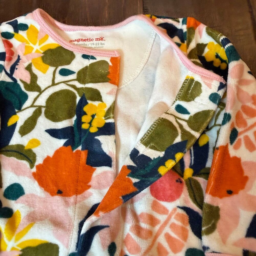 Magnetic Me Velour Floral Footie size 9-12 Months - Picture 3 of 6
